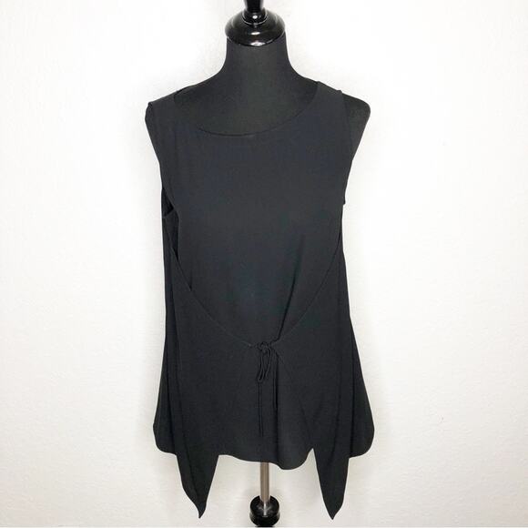 Eileen Fisher black silk sleeveless tie waist top size Small - Picture 1 of 12